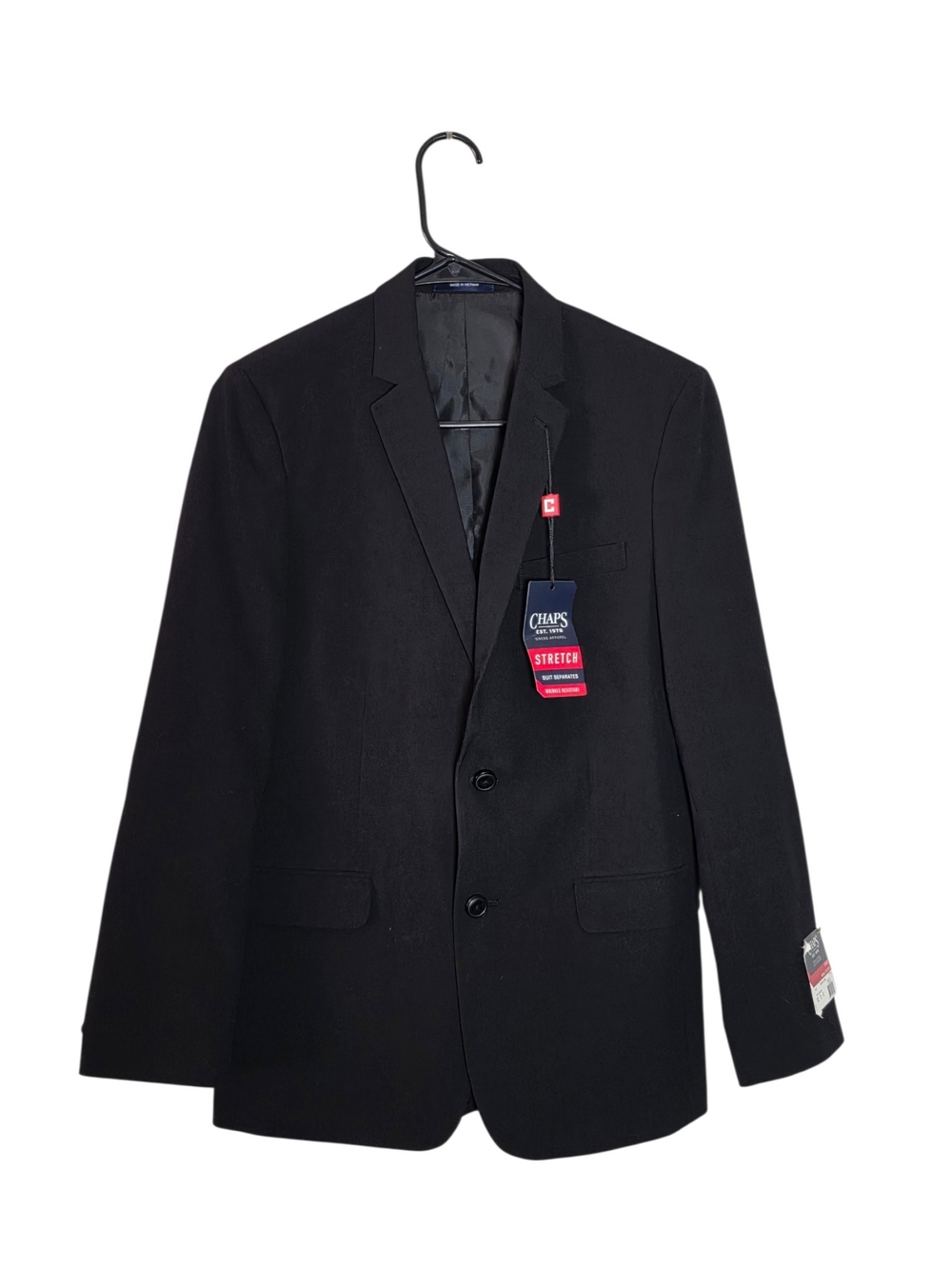 NWT Chaps Boys Size 16 Black Stretch Suit Jacket Blazer Wrinkle Resistant